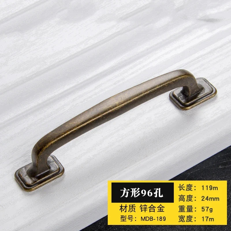 Antique Bronze Cabinet Handles - Retro Drawer Pulls Vintage Zinc Alloy Kitchen Hardware for Furniture Dresser and