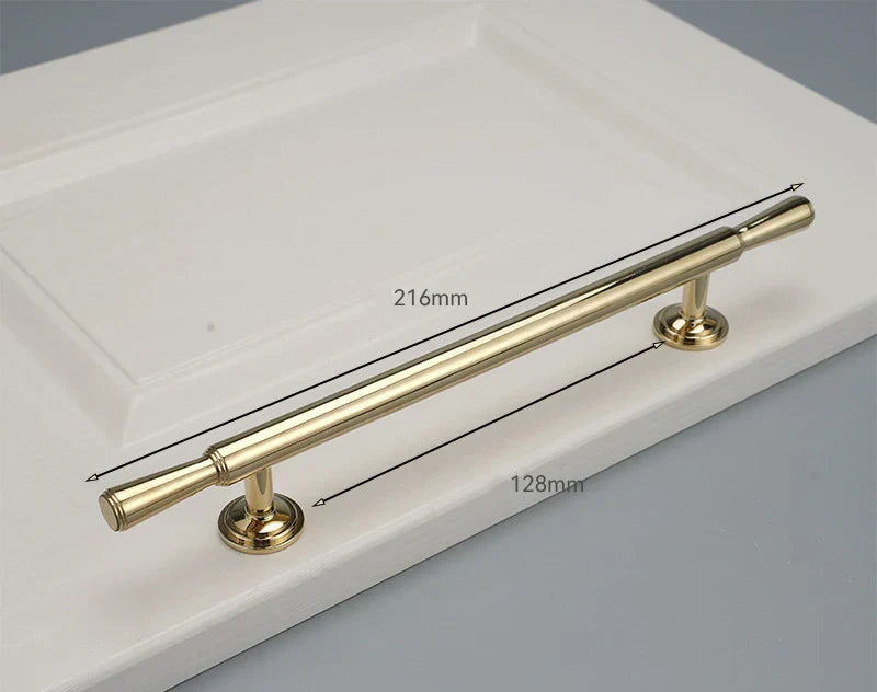 Chrome and Polished Gold Brass Furniture Handles – Modern Cabinet Drawer and Wardrobe Knobs 2030-PG 216mm Handles