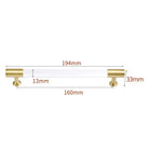 Transparent Acrylic Furniture Handles – Brass Cabinet Pulls and Wardrobe Knobs 194mm length Handles