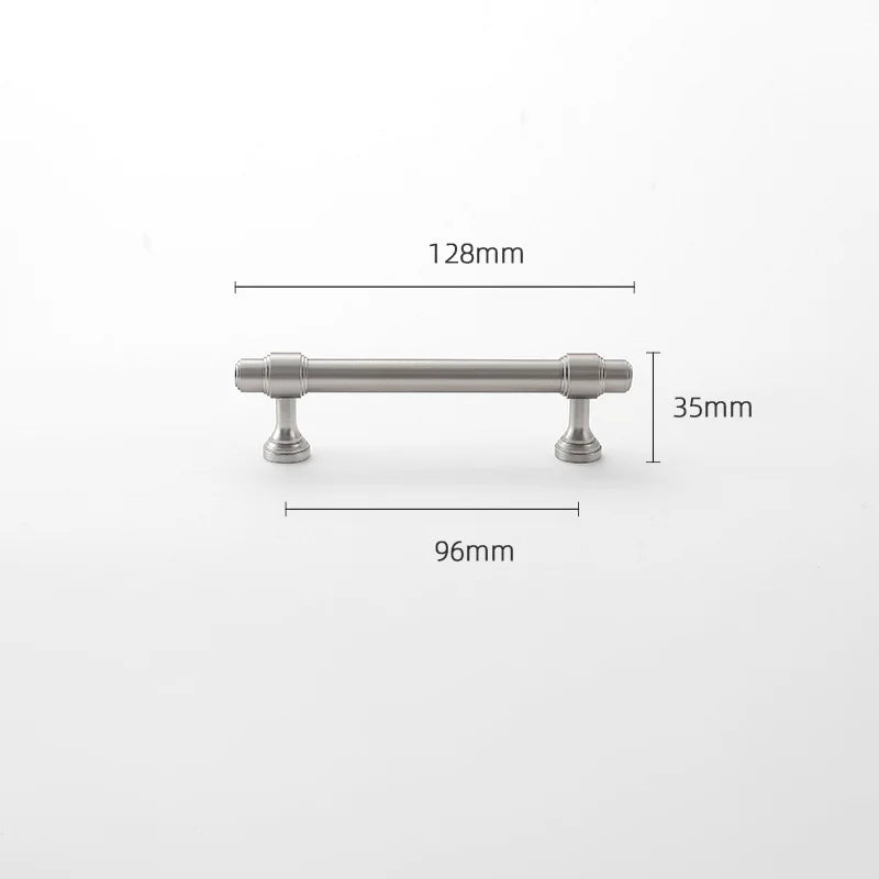 Brushed Nickel Brass Furniture Handles – Matte Silver Cabinet Pulls and Drawer Bars 128mm Handle
