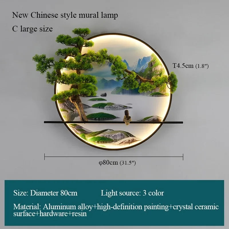 Dlight Decor Chinese Landscape LED Wall Glow Style C D80cm / 220V / CHINA|3 colors Wall Art