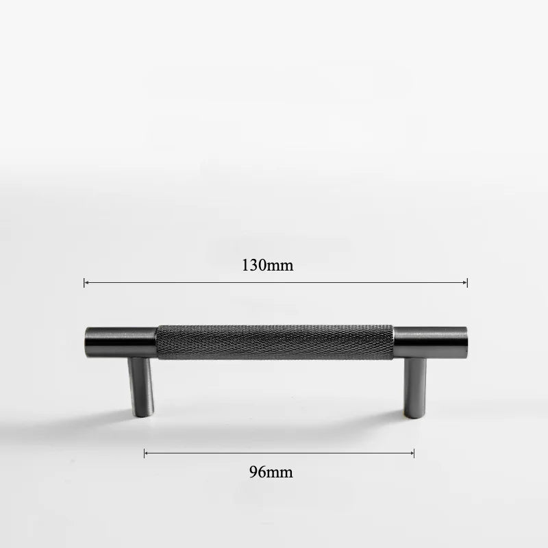 Black Knurled Brass Furniture Handles – Textured Drawer Knobs and Wardrobe Bar Pulls black 130mm Handles