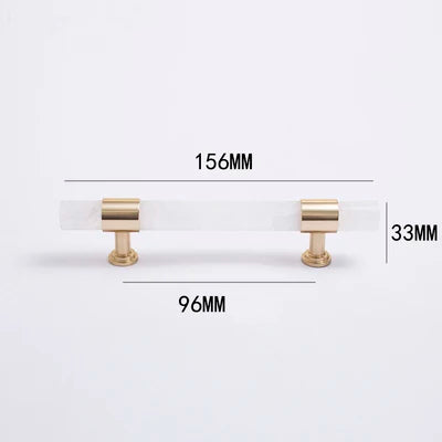 Natural Marble and Crystal T-Bar Cabinet Handles – Modern Brass Knobs for Kitchen Dresser and Furniture Pulls