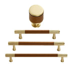 Brown/Black Leather Handles – Brass Knurled Cabinet Bar Handles and Furniture Knobs Handle