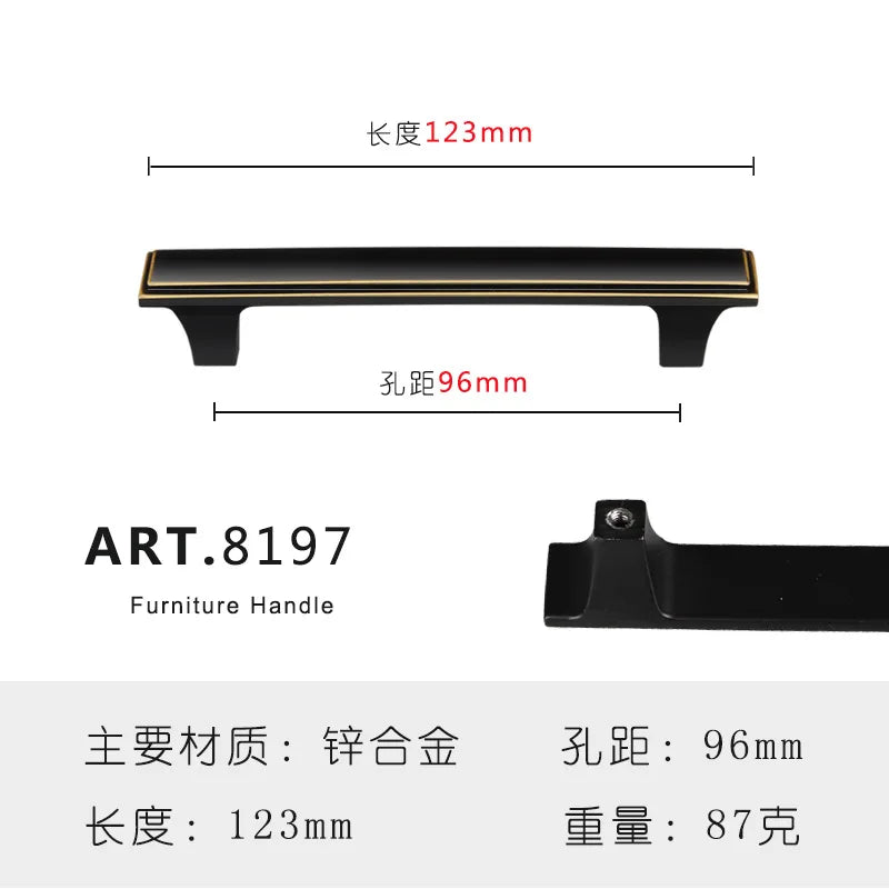 Zinc Alloy Solid Cabinet Door Handles – Modern Minimalist Knobs for Wardrobe and Kitchen Furniture 8197-96 Handles