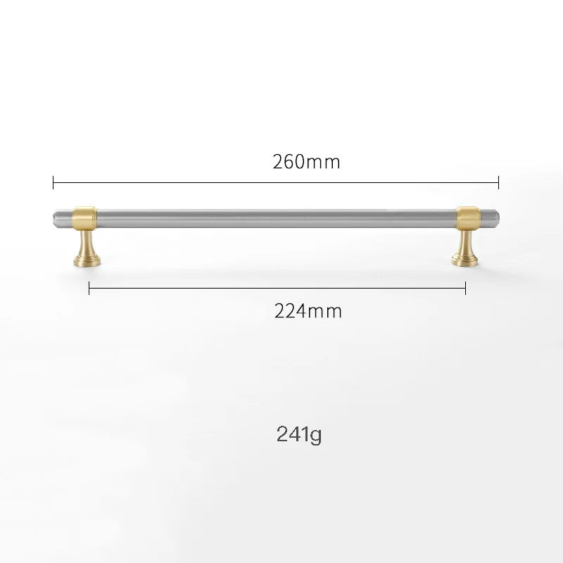 Nickel-Plated Brass Cabinet Handles – Gold and Matte Silver T-Bar Pulls for Wardrobes and Drawers 260mm Handles