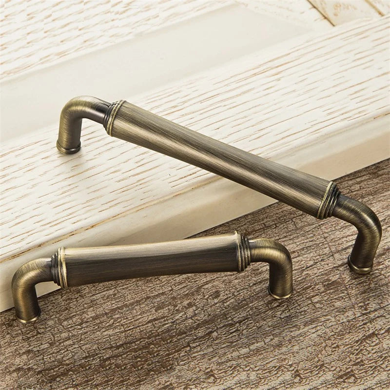 Retro Bronze and Black-Red Cabinet Handles - Nordic Square Zinc Alloy Pulls for Wardrobes and Furniture Handles