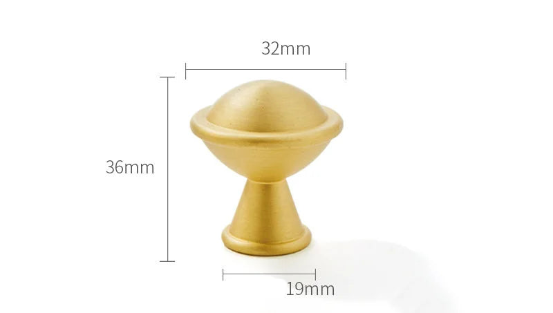 Satin Brass Cabinet Handles – Modern Ball Design Wardrobe Knobs and Drawer Pulls (French Style) 32mm knob Handles