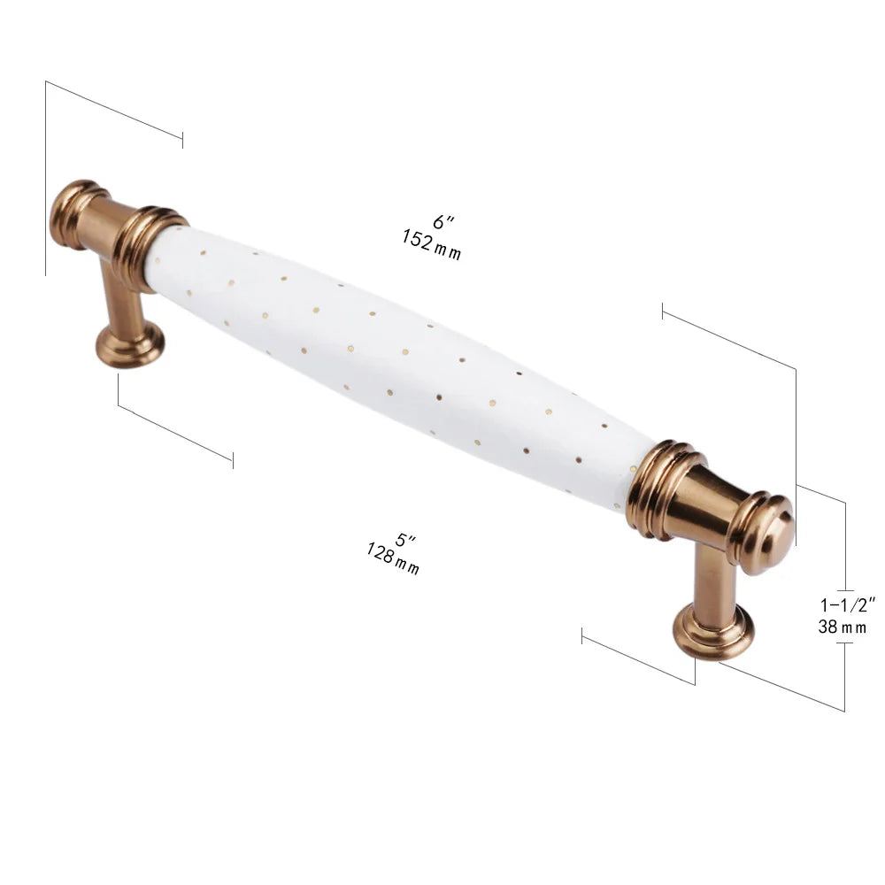 Pearl White Ceramic Cabinet Handles – Elegant Knobs for Wardrobes Drawers and Kitchen Furniture 273-128 Handles