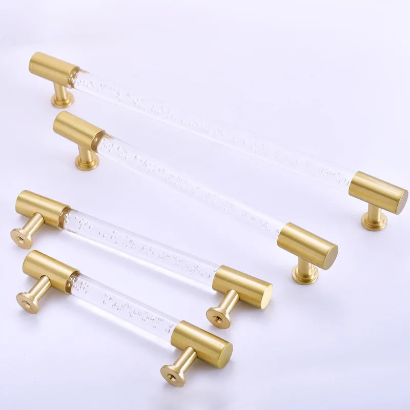 Transparent Acrylic Furniture Handles – Brass Cabinet Pulls and Wardrobe Knobs Handles