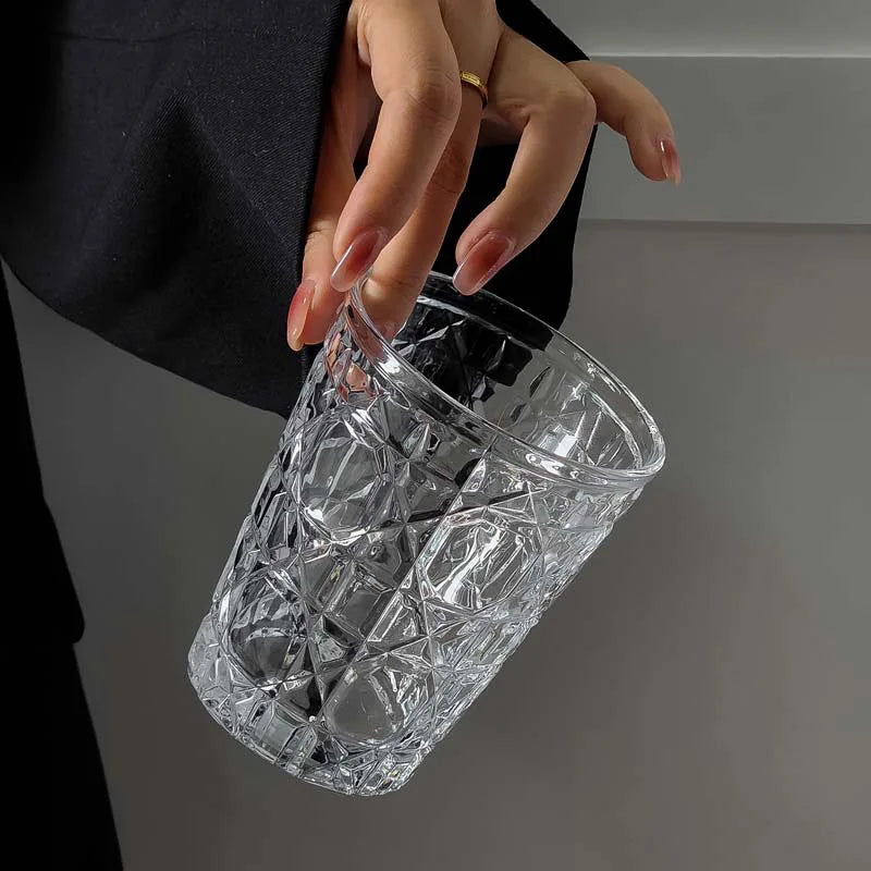 Dlight Decor 4pc Diamond Glass Set 310ml Clear Cups 310ml / 4pcs Glass