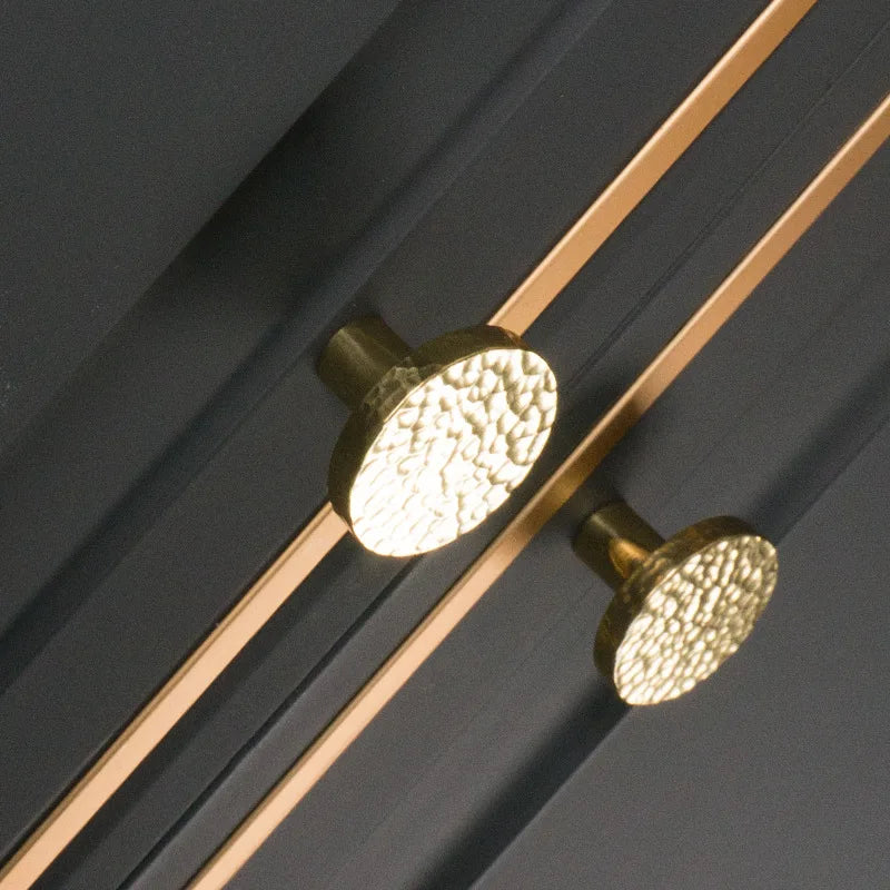 Nordic Handmade Brass Hammered Cabinet Handles – High-End Pulls for Drawers Wardrobes and Kitchen Furniture Knobs