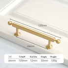 Satin Brushed Gold Brass Cabinet Handles – Modern Wardrobe and Drawer Knobs with French Style 2040-120 Handles