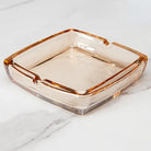 Dlight Decor Classic Square Crystal Glass Ashtray Transparent Smoke Tray for Home Bar & Office amber