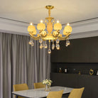 European Style Jade Crystal Chandelier - Luxury Lighting With Natural Marble Accents For Dining