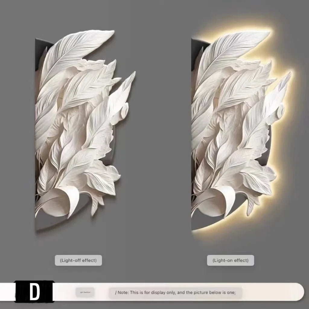 Dlight Decor Feather Mural LED Light for Entry Walls D / 70x140 Wall Art