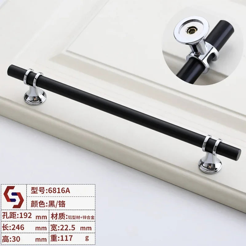 Modern T-Bar Cabinet Knobs and Handles – Sleek and Decorative Design Black silver 192 Handles