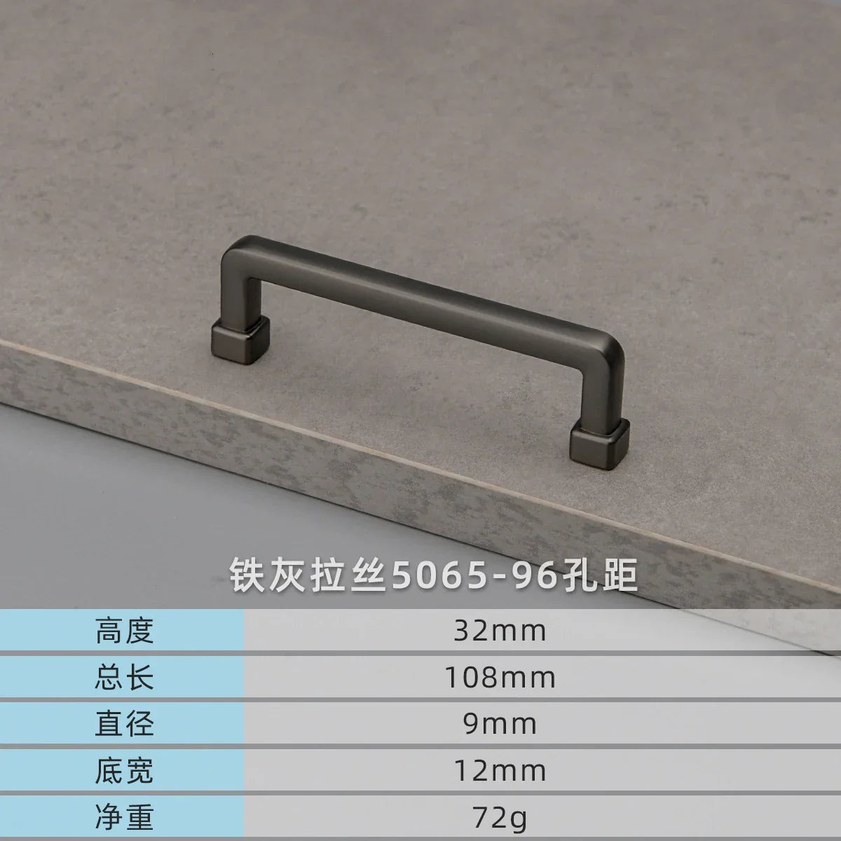 Modern European Gold and Gray Cabinet Handles - Zinc Alloy Drawer Knobs and Door Pulls for Furniture Gray drawing 96mm