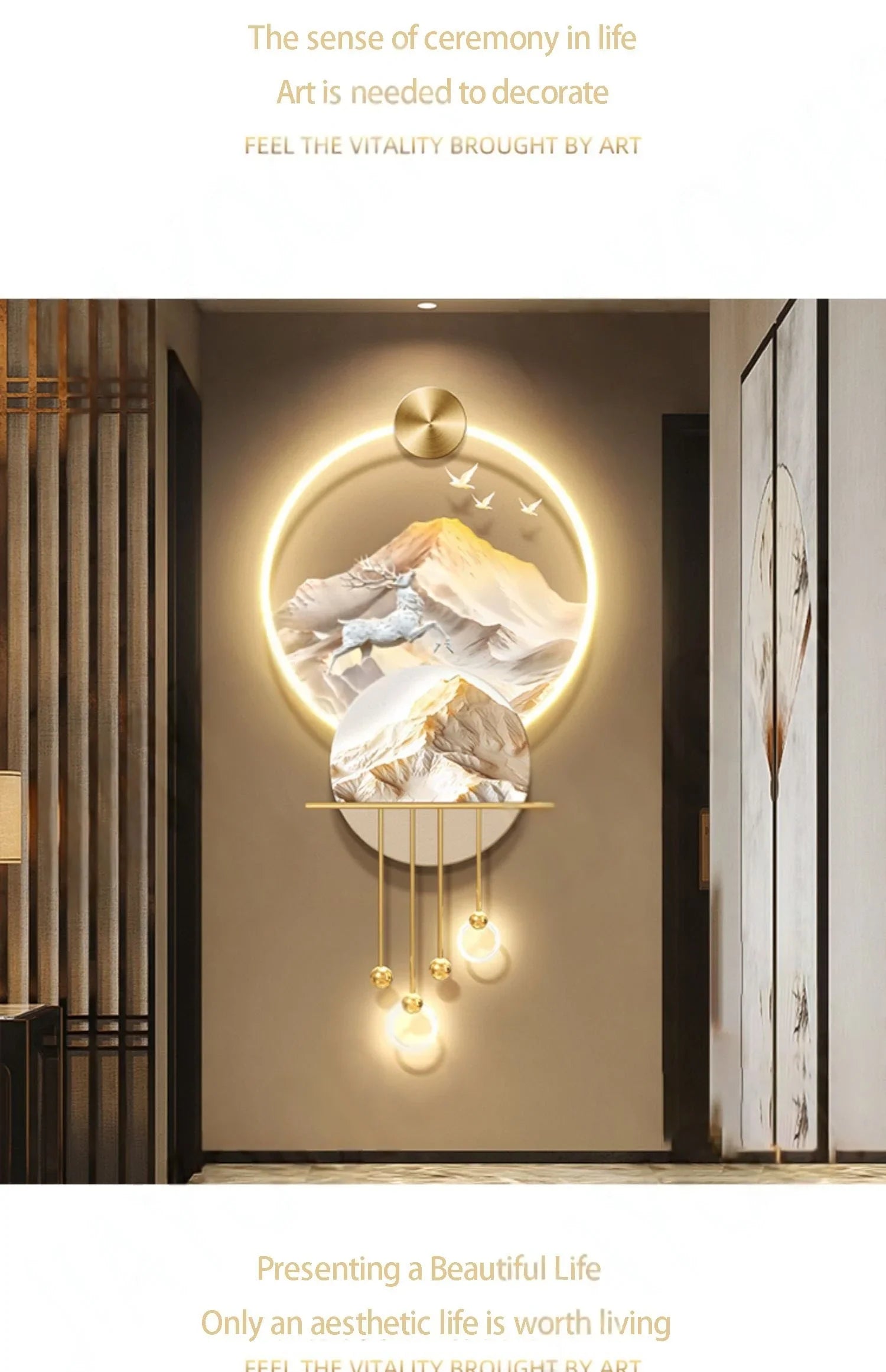 Dlight Decor Elk Mural LED Wall Light Pendant Wall Art
