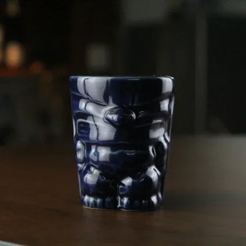 60ml Ceramic Tiki Mug – Hawaiian Cocktail Cup for Home Bars & Parties | Dlight Decor blue-type5-xixi / 60ml cups