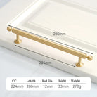 Satin Brushed Gold Brass Cabinet Handles – Modern Wardrobe and Drawer Knobs with French Style 2040-280 Handles