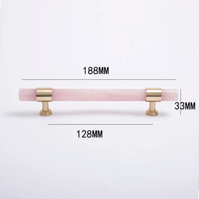 Natural Marble and Crystal T-Bar Cabinet Handles – Modern Brass Knobs for Kitchen Dresser and Furniture Pulls