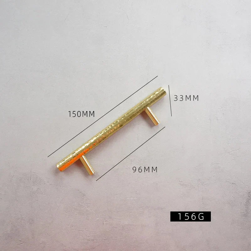 Nordic Handmade Brass Hammered Cabinet Handles – High-End Pulls for Drawers Wardrobes and Kitchen Furniture Hammer