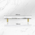 Green and White Marble Cabinet Handle – Luxury Natural Stone Drawer Pulls with Brass Base (50mm-200mm) white 200mm