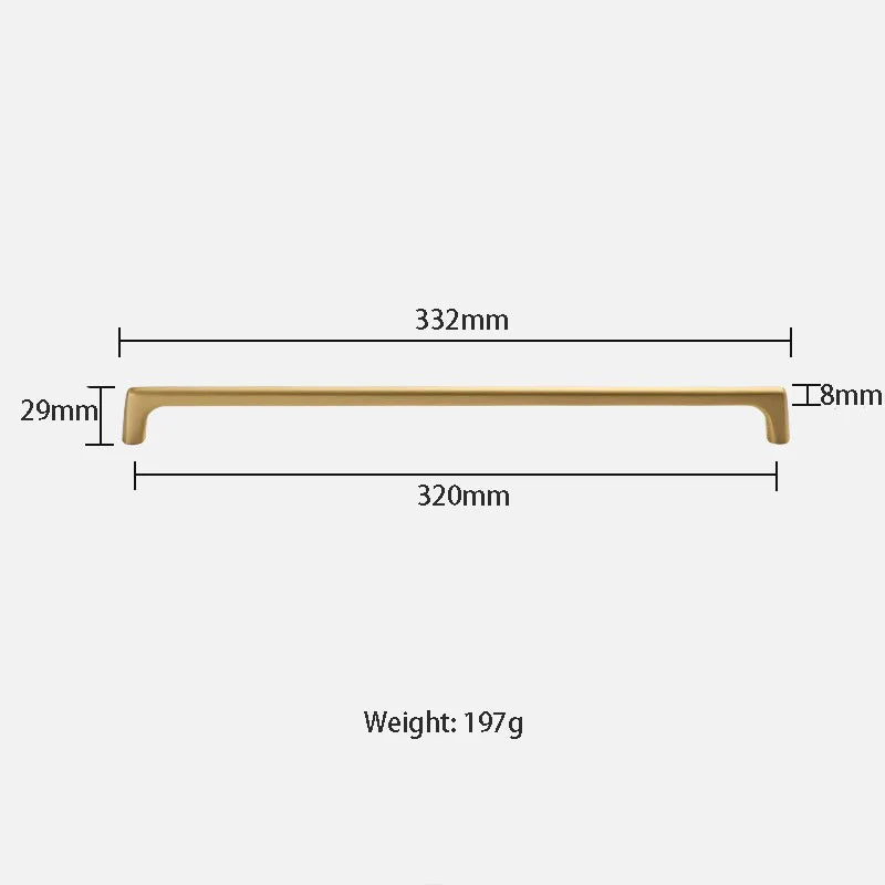 Solid Brass Wardrobe Handles – Integrated Cabinet Pulls and Furniture Bar Handles (106mm-332mm) TB2040-XXXL Handles
