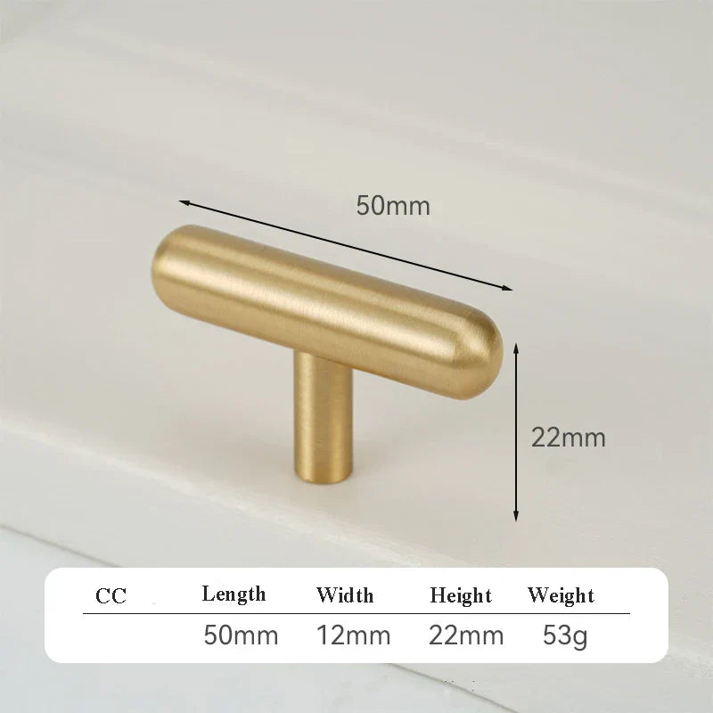 Satin Gold Brass Wardrobe Handles – Modern Drawer Knobs and Cabinet Bar Pulls (50mm-260mm) 2019-050 Handles