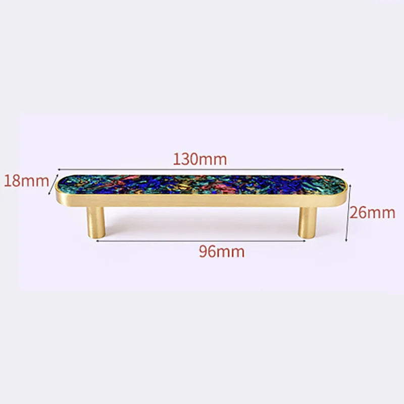 Brass and Acrylic Cabinet Handles – Colorful European Wardrobe Pulls for Furniture (96/128mm Hole Distance) 130mm C