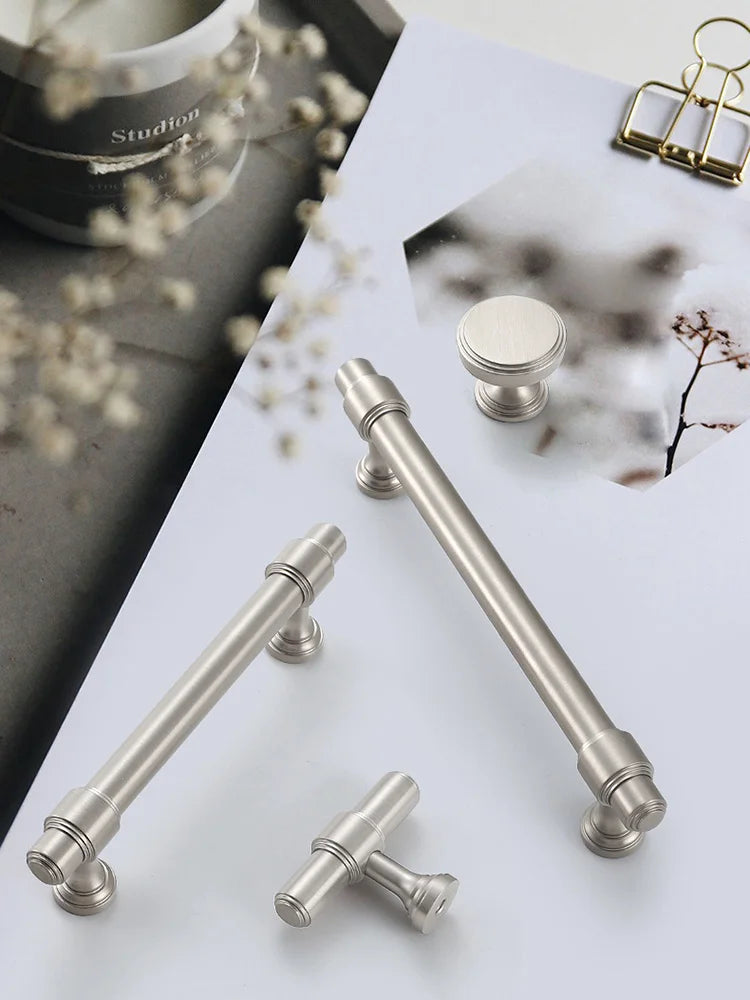 Brushed Nickel Brass Furniture Handles – Matte Silver Cabinet Pulls and Drawer Bars Handle