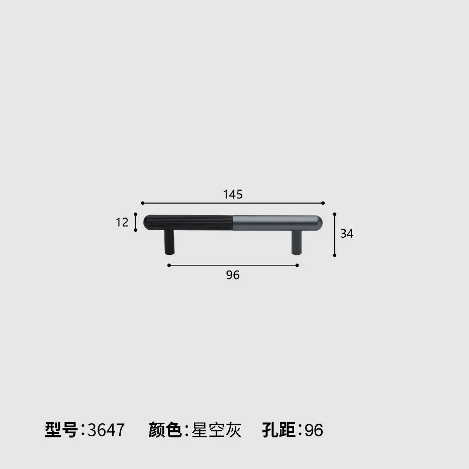 Dual tone Long Kitchen Cabinet Handles – Multicolor Wardrobe and Drawer Knobs Black gray 96mm Handles