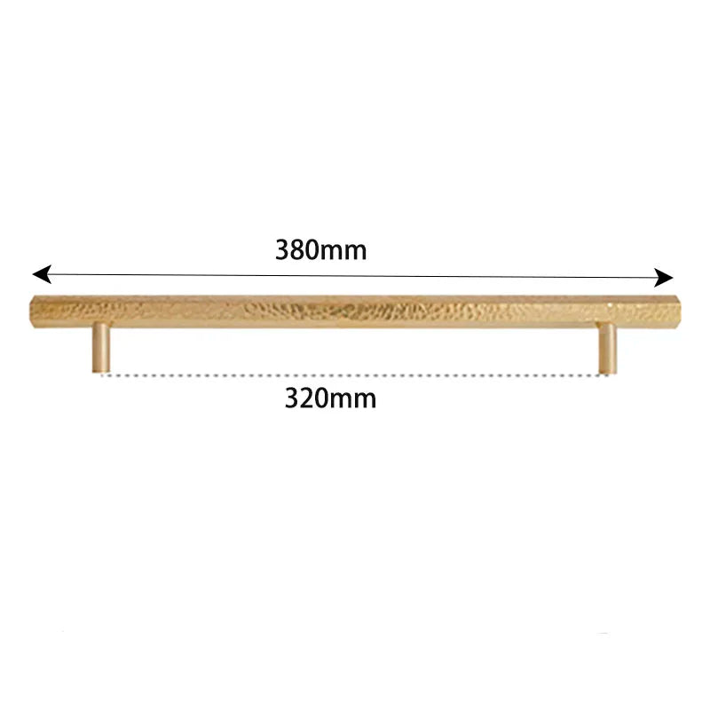 LUX Brass Hammered Hexagonal T-Bar Handles – Long Cabinet and Wardrobe Pulls (600mm/1000mm) 15 inches length Handles