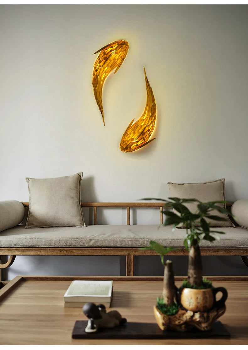 Dlight Decor Japanese Fish Wall Lamp Sculpture Wall Art