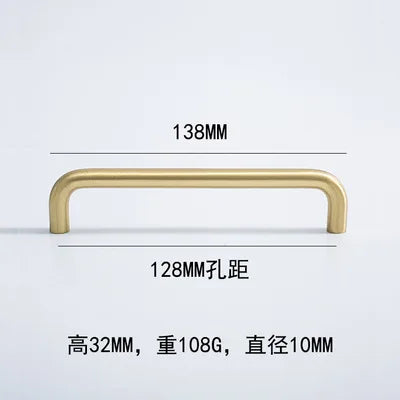 Solid Brass Cabinet Handles - Modern Golden Drawer Pulls for Dresser Wardrobe and Kitchen Cupboards Golden 128mm