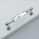 Luxury Gold Chrome Cabinet Handles – Modern Zinc Alloy and Crystal Glass Drawer Knobs for Wardrobes and Dressers 128mm