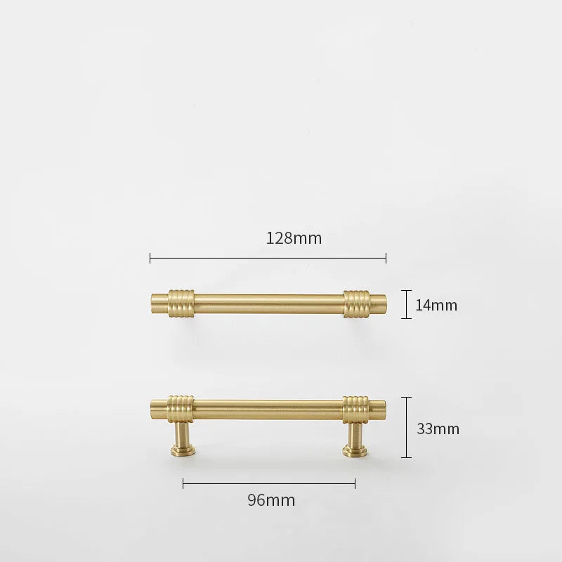 Satin Gold Furniture Handle – Solid Brass Cabinet Knobs and Drawer Pulls (50mm-358mm) 128mm length Handles