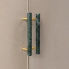 Green and White Marble Cabinet Handle – Luxury Natural Stone Drawer Pulls with Brass Base (50mm-200mm) Handles