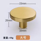 Modern Pure Brass Cabinet Handles - Single Hole Brushed Gold Drawer Knobs for Kitchen and Wardrobes 1-large Knonbs