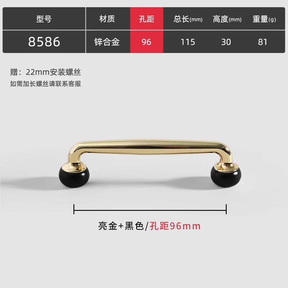 Modern Double-Color Cabinet Handles - Zinc Alloy Drawer Pulls for Cupboards and Furniture Gold black 96mm Handles