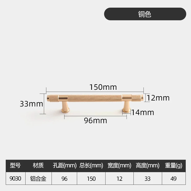 Black and Gold Knurled Cabinet Handles – Modern Cupboard Drawer Pulls for Kitchen and Wardrobe Gold 96mm Handles