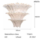 Odette French Vintage Murano Glass LED Chandelier for Living Room & Staircase AD95CM3Layer / changeable