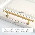 Satin Brushed Gold Brass Cabinet Handles – Modern Wardrobe and Drawer Knobs with French Style 2040-216 Handles