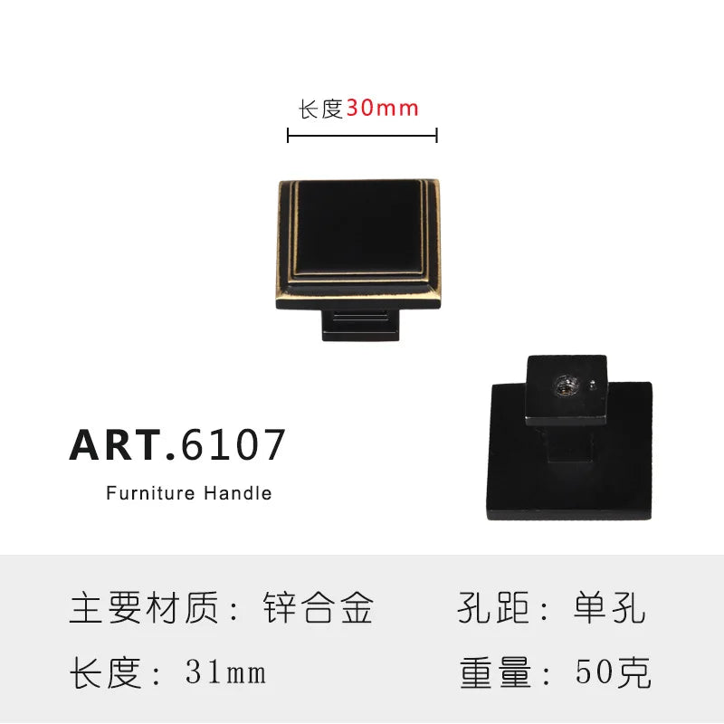 Zinc Alloy Solid Cabinet Door Handles – Modern Minimalist Knobs for Wardrobe and Kitchen Furniture 6107 Handles