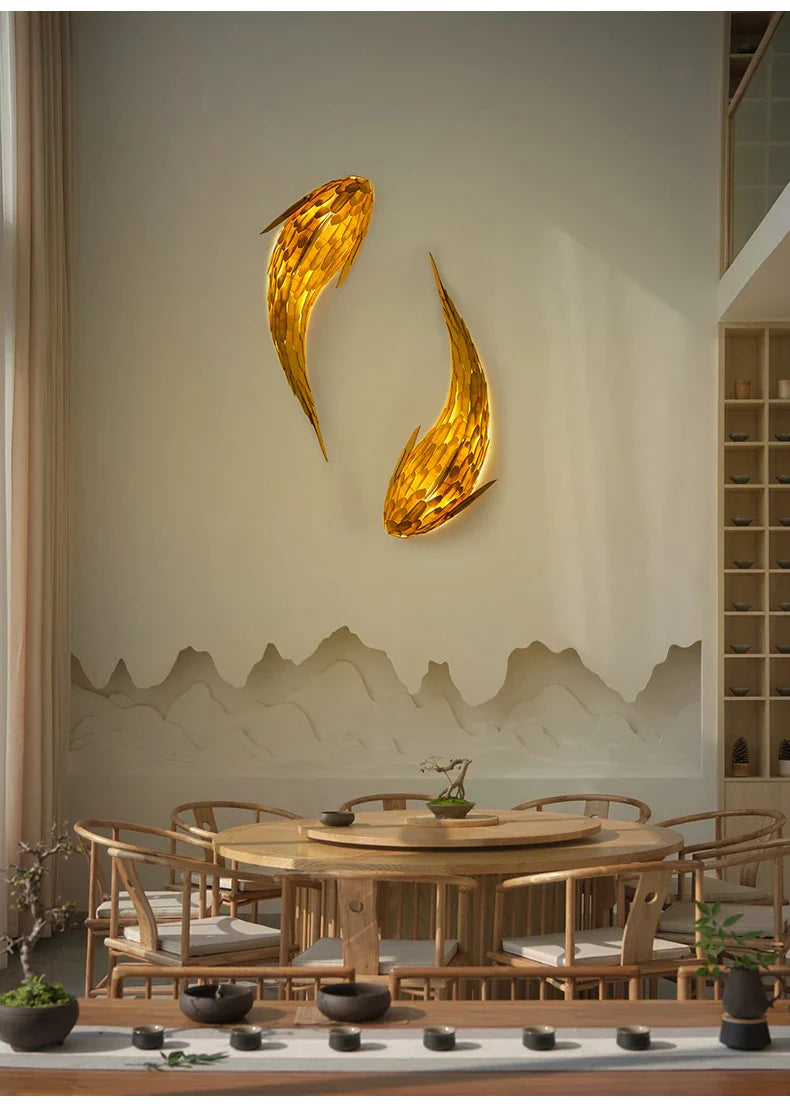 Dlight Decor Japanese Fish Wall Lamp Sculpture Wall Art