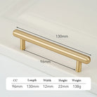 Satin Gold Brass Wardrobe Handles – Modern Drawer Knobs and Cabinet Bar Pulls (50mm-260mm) 2019-130 Handles