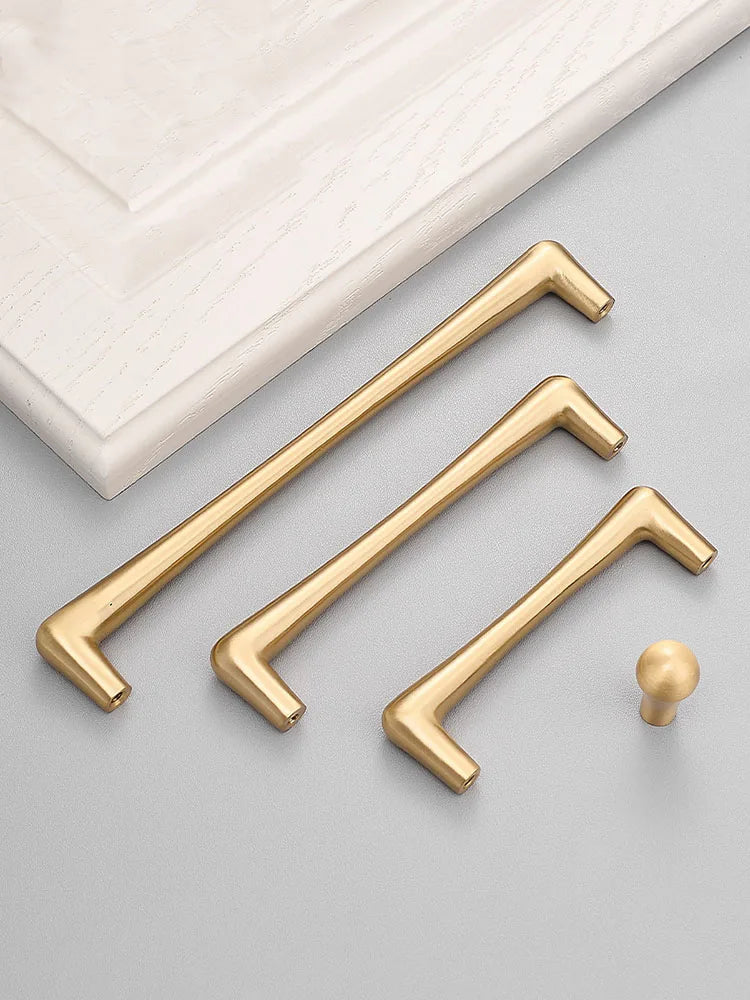 Solid Brass Cabinet Handles – Satin Brass Gold Bar Pulls and Knobs for Drawers and Wardrobes Handles