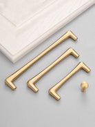 Solid Brass Cabinet Handles – Satin Brass Gold Bar Pulls and Knobs for Drawers and Wardrobes Handles